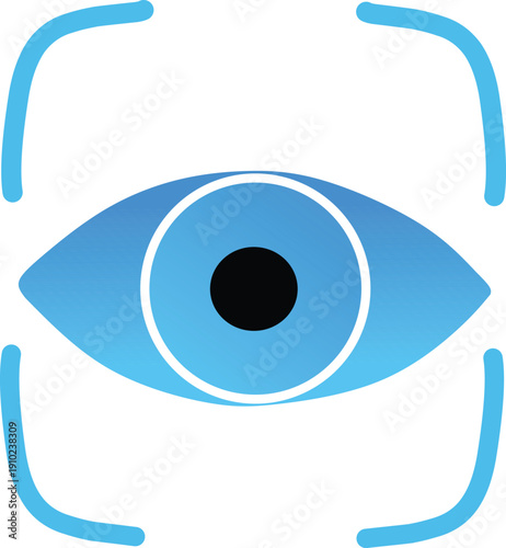Biometric iris recognition and eye scanning technology icon