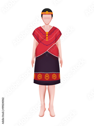 illustration of a woman wearing traditional clothes