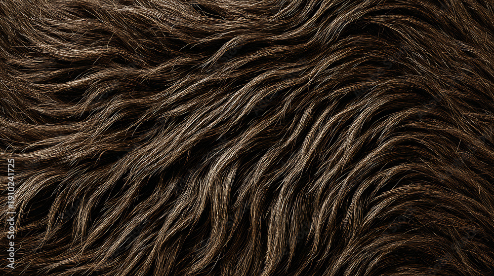 Fototapeta premium Dark Brown Faux Fur Texture Close-up background wavy