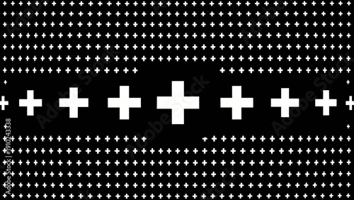 abstract pattern with plus signs, black and white design