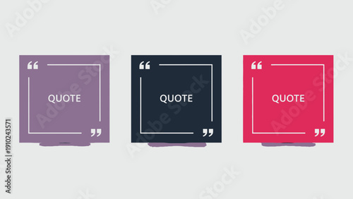 quote boxes, colorful design, text frames, quotation marks, modern style