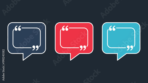 speech bubble icons, quote symbol, communication concept, blue, red, dark background