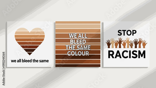 stop racism, diversity heart, we all bleed same color, equality concept