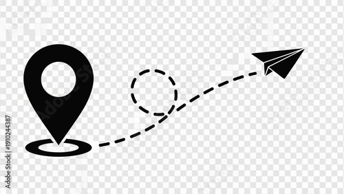 location paper plane, travel destination, journey concept, route plan
