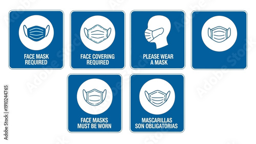 face mask signs, safety regulations, mask required, covid-19 protection