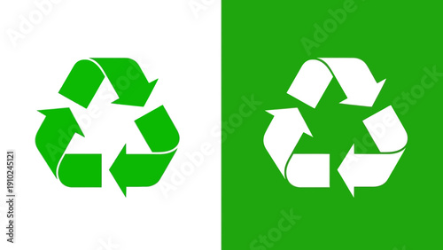 recycling symbol on green and white background, eco concept