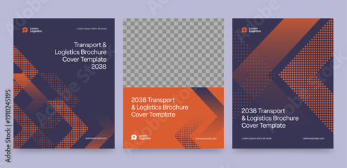 Modern Corporate Brochure & Report Cover Template in Transport, Logistics & Shipping Industry Theme