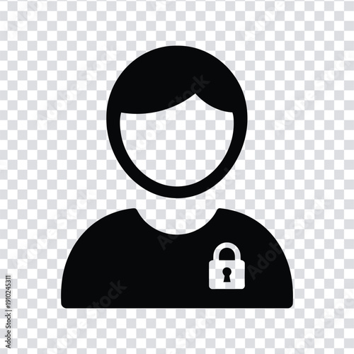 Black silhouette of a person with a padlock on their shirt