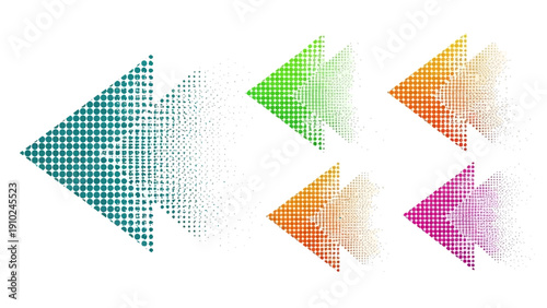 abstract halftone arrows, colorful direction concept