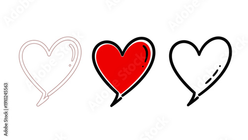 heart shapes, love symbol, red heart, outline hearts, speech bubble