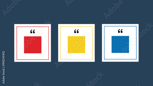 colorful square quotes, abstract concept, creative design, modern style