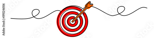 Editable continuous bullseye target icon vector for goal themes. Minimalist one line aim symbol ideal for strategy logos.