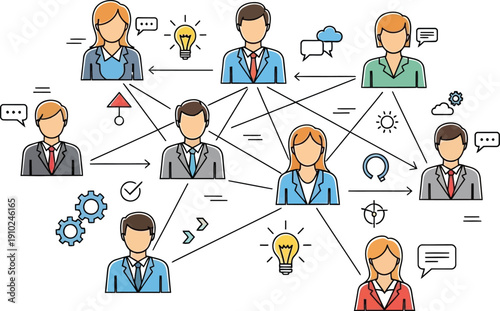 Business people network connections isolated on transparent background