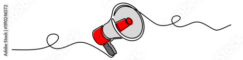 Editable continuous megaphone icon vector for ad themes. Minimalist one line speaker symbol ideal for marketing logos.