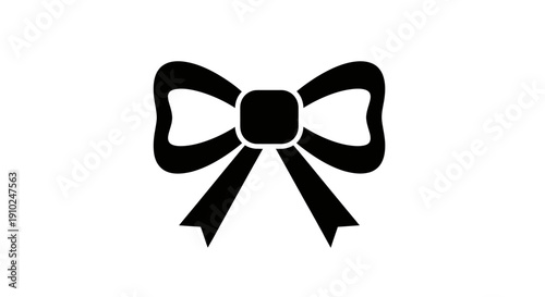 Elegant Black Bow Tie Icon for Festive Occasions and Gifts.