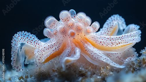 Squidworm waving its tentacle-like appendages to collect marine snow particles 