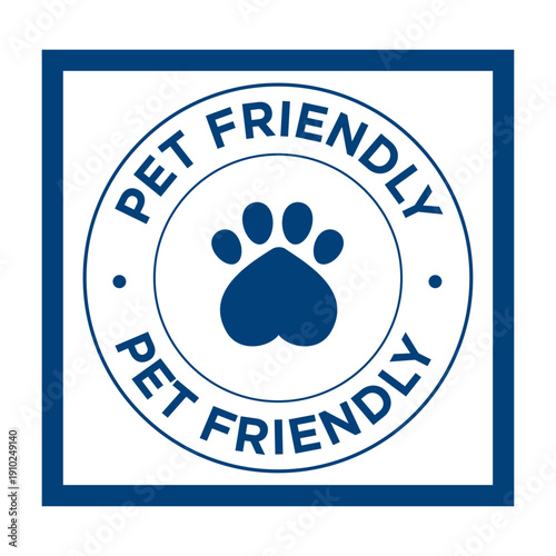 Pet friendly logo with paw print symbol