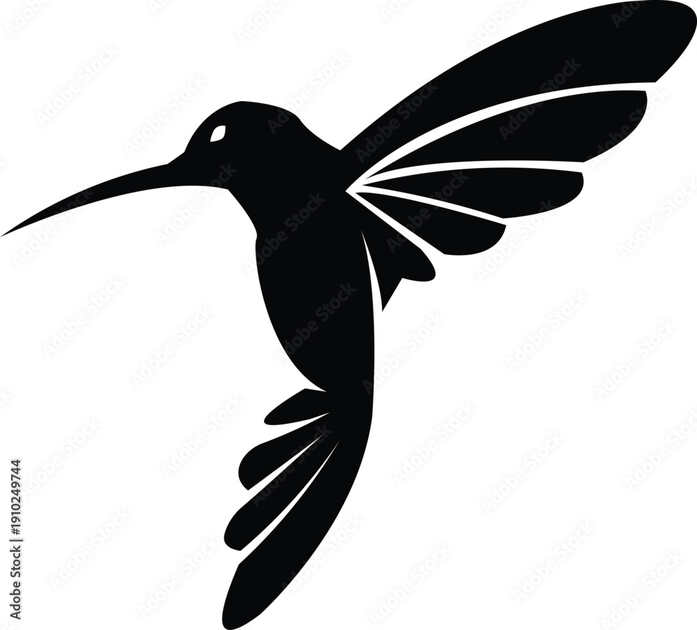 Obraz premium Silhouette of a hummingbird in flight, a symbol of energy, agility, and the beauty of nature