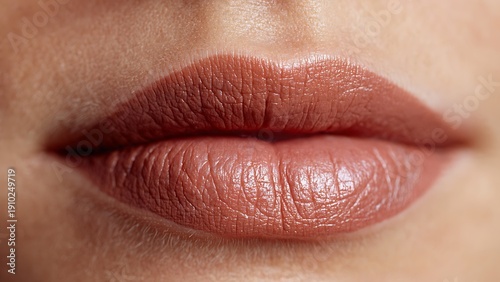 Close-up shot of a lip liner model showcasing perfectly lined lips in a beauty advertisement