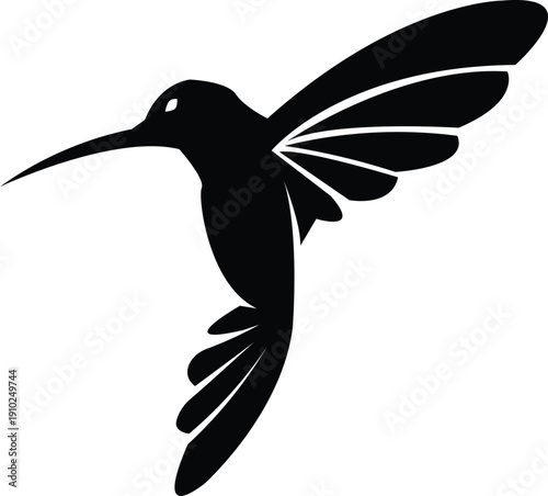 Silhouette of a hummingbird in flight, a symbol of energy, agility, and the beauty of nature