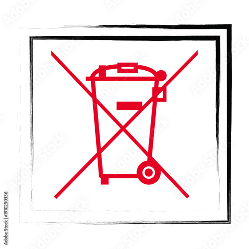 No littering sign with red trash can and crossed lines