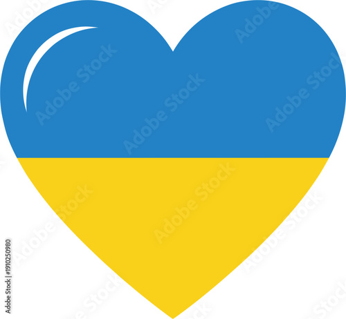 Heart shape with Ukraine flag colors blue and yellow vector illustration representing national pride solidarity support peace and love for the Ukrainian people.
