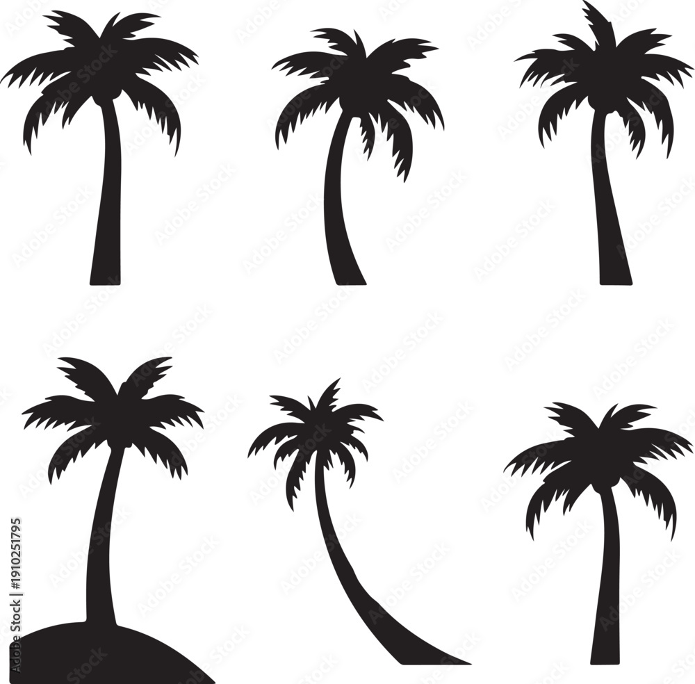 Fototapeta premium set of palm trees ,set of palms.palm, tree
