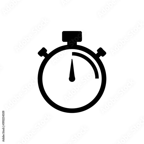 Black Stopwatch Timer Icon for Speed Measurement and Urgency