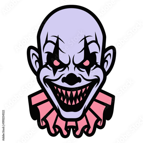 Scary Clown Face with Menacing Expression.
