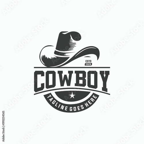 Cowboy hat logo badge design concept