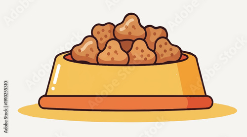 Pet Food Bowl for Dog and Cat Vector Illustration