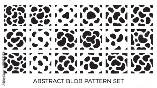 Abstract blob pattern set with organic cow print style and pebble stone textures