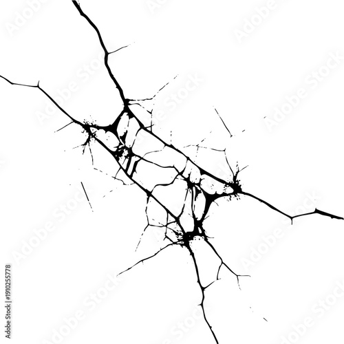 Black Shattered Glass Cracks Graphic Design Element