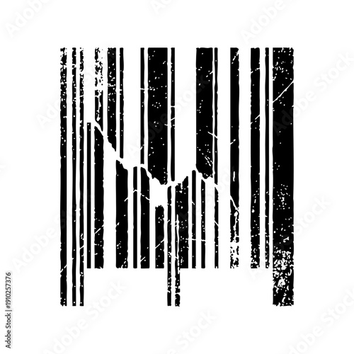 Broken Barcode Grungy Texture Graphic Design Element