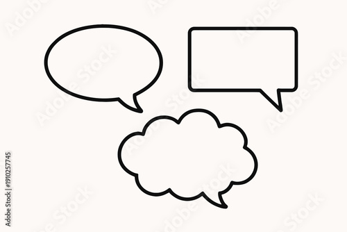 Speech bubbles representing communication and dialogue in various shapes and forms.