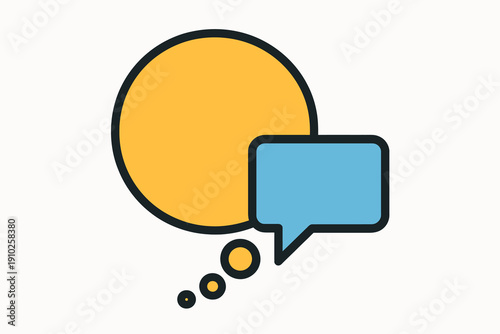Colorful chat and thought bubble icon illustration for communication.