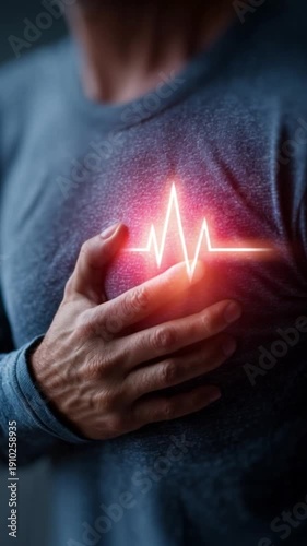 Detailed 3D render of a human heart with red pain sparks, cardiovascular health awareness concept for hypertension, artery blockage, and cardiac arrest diagnosis and education, vertical.