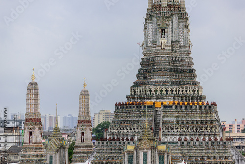 Photography Pagoda at Wat Arun or Temple of dawn a tourist landmark near Chao Phra Ya river in Bangkok Thailand