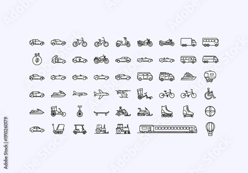 Vector Ilustration Icon Concept Various Travel Icons and Symbols Line Art