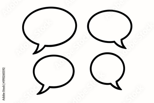 Speech bubbles in various sizes for communication and conversation.