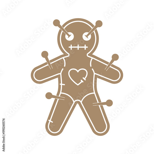 Voodoo Doll with Pins and Heart.