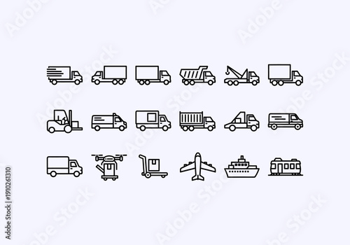 Vector Ilustration Icon Concept Various Travel Icons and Symbols Line Art