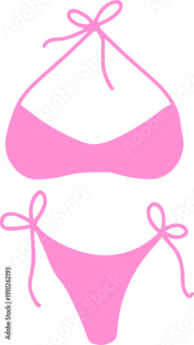 Pink Bikini Illustration Hand drawn