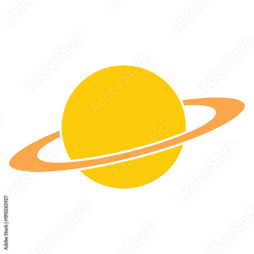 Yellow Planet with Orange Ring Illustration.