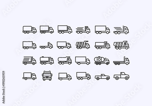 Vector Ilustration Icon Concept Various Vehicle Icons and Symbols Collection.