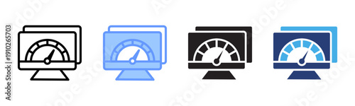 Speedometer icon set multiple style collection
