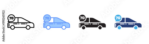 Car icon set multiple style collection