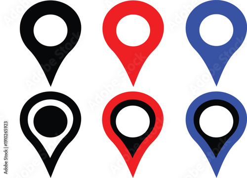 Location Pin Set Icon. Location pin place marker. Map pin place marker. Location icon. Map marker pointer icon set. Location marker pointer icon set. GPS location symbol collection set