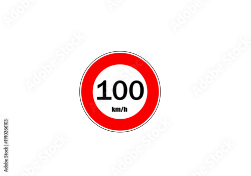 100 km/h Speed Limit Traffic Sign Vector on Transparent Background – Road Safety Icon
