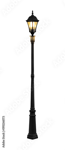 vintage style street lamps or light poles 1 light bulbs isolated